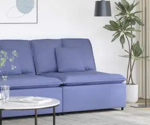 vidaXL Modul central canapea modulară cu perne, albastru jeans, 100 cm