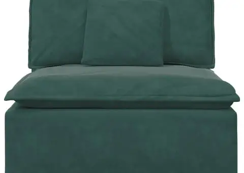 Modul central canapea modulară cu perne, verde închis, 100 cm - 3/5