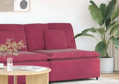 Modul central canapea modulară cu perne, roșu vin, 100 cm - 1/5