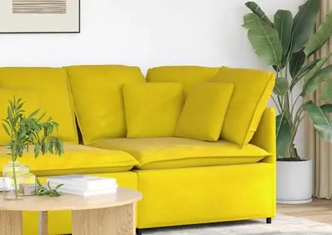 Modul modular de colț pentru canapea cu perne, galben, 100 cm - 1/5