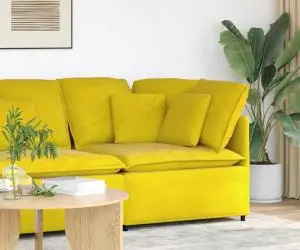 vidaXL Modul modular de colț pentru canapea cu perne, galben, 100 cm
