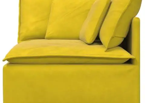 Modul modular de colț pentru canapea cu perne, galben, 100 cm - 3/5