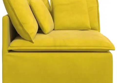 Modul modular de colț pentru canapea cu perne, galben, 100 cm - 4/5