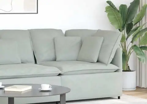 Modul modular de colț pentru canapea cu perne gri deschis 100cm - 1/5