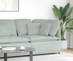 Modul modular de colț pentru canapea cu perne gri deschis 100cm
