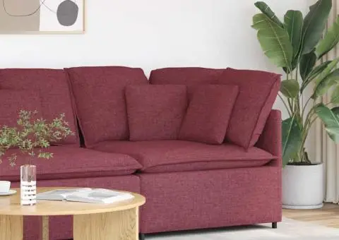 Modul modular de colț pentru canapea cu perne, roșu vin, 100 cm - 1/5