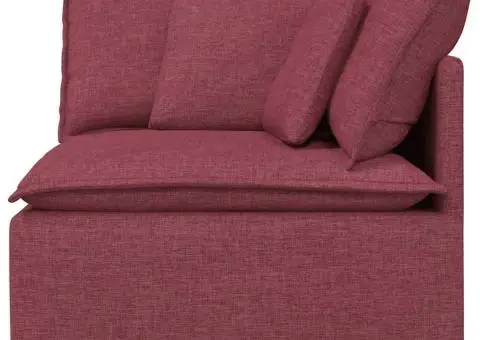 Modul modular de colț pentru canapea cu perne, roșu vin, 100 cm - 3/5