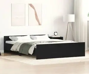 vidaXL Cadru pat fără saltea, stejar negru, 160x200 cm, lemn prelucrat