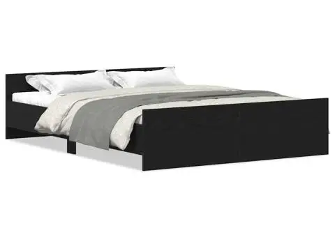 Cadru pat fără saltea, stejar negru, 160x200 cm, lemn prelucrat - 2/5