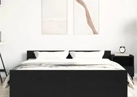 Cadru pat fără saltea, stejar negru, 160x200 cm, lemn prelucrat - 4/5