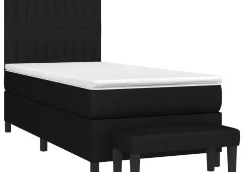 Pat box spring cu saltea, negru, 90x190 cm, textil - 3/5