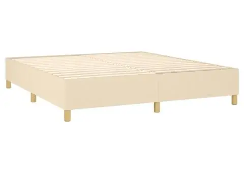 Pat box spring cu saltea, crem, 160x200 cm, material textil - 4/5