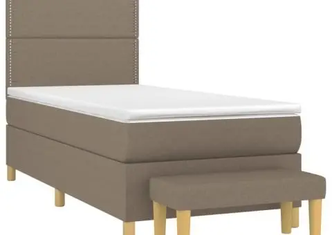 Pat box spring cu saltea, gri taupe, 80x200 cm, textil - 3/5