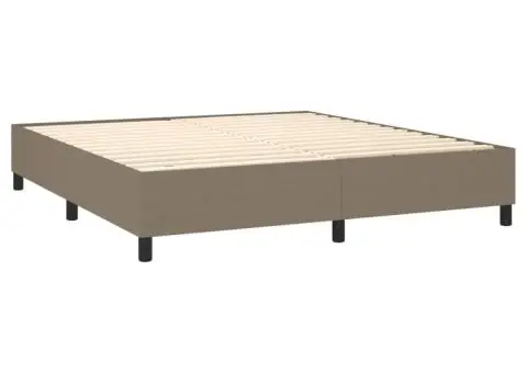 Pat continental cu saltea, gri taupe, 180x200 cm, textil - 4/5