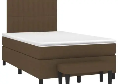 Pat box spring cu saltea, maro închis, 120x200 cm, textil - 3/5