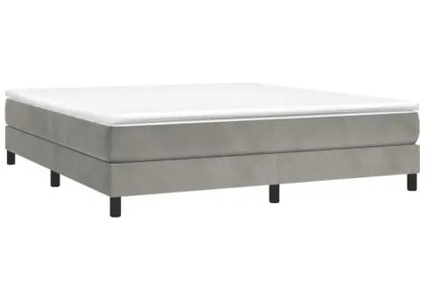 Cadru de pat fără saltea, gri deschis, 180x200 cm, catifea - 3/5