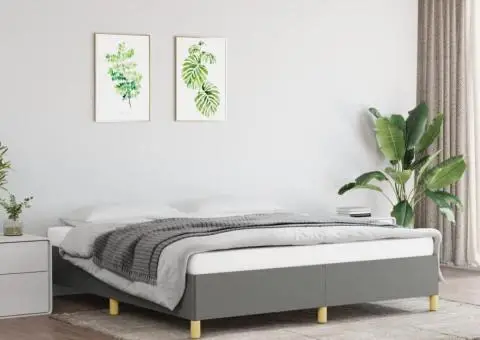 Cadru de pat fără saltea, gri închis, 160x200 cm, textil - 1/5