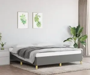 vidaXL Cadru de pat fără saltea, gri închis, 160x200 cm, textil