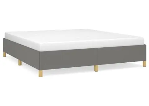 Cadru de pat fără saltea, gri închis, 160x200 cm, textil - 2/5