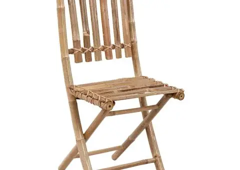 Scaune de grădină pliabile cu perne, 2 buc., bambus - 3/5