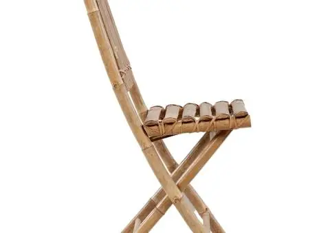 Scaune de grădină pliabile cu perne, 2 buc., bambus - 5/5