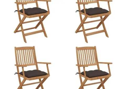 Scaune grădină pliabile, cu perne, 4 buc., lemn masiv de acacia - 1/5