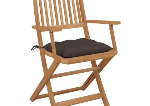Scaune grădină pliabile, cu perne, 4 buc., lemn masiv de acacia - 2/5
