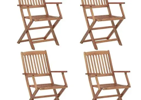 Scaune grădină pliabile, cu perne, 4 buc., lemn masiv de acacia - 3/5