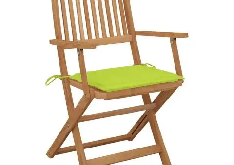 Scaune de grădină pliabile cu perne, 8 buc., lemn masiv acacia - 3/5