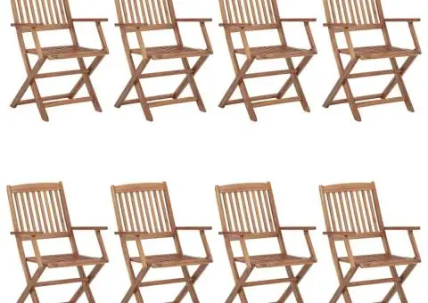 Scaune de grădină pliabile cu perne, 8 buc., lemn masiv acacia - 2/5