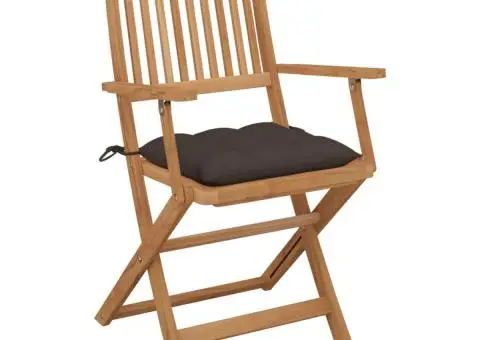 Scaune de grădină pliabile cu perne, 8 buc., lemn masiv acacia - 3/5