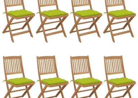 Scaune de grădină pliabile cu perne, 8 buc., lemn masiv acacia - 1/5