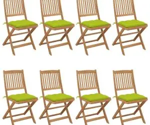 vidaXL Scaune de grădină pliabile cu perne, 8 buc., lemn masiv acacia