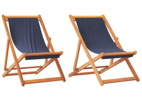 Scaune de plajă pliante, 2 buc., albastru, material textil - 2/5