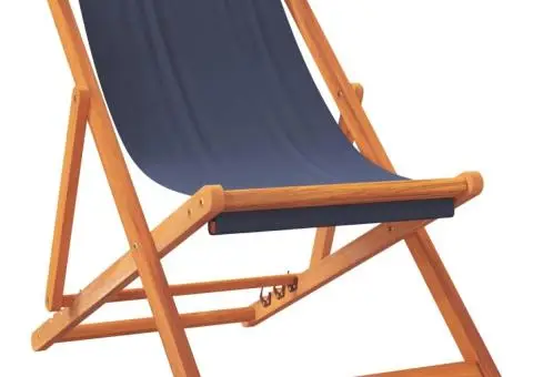 Scaune de plajă pliante, 2 buc., albastru, material textil - 3/5