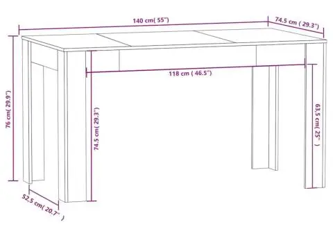 Masă de sufragerie stejar Sonoma 140x74,5x76 cm lemn prelucrat - 5/5