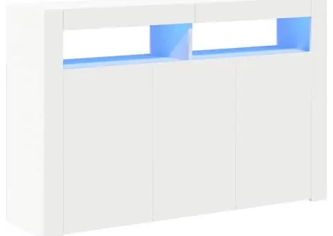 Servantă cu lumini LED, alb, 115,5x30x75 cm - 2/5
