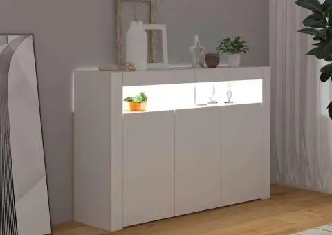 Servantă cu lumini LED, alb, 115,5x30x75 cm - 5/5