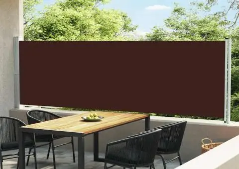Copertină laterală retractabilă de terasă, maro, 140 x 600 cm - 1/5