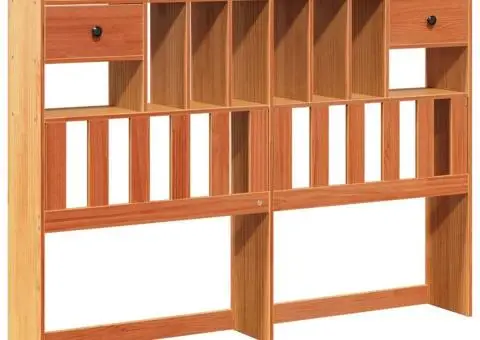 Tăblie de pat cu depozitare maro ceruit, 160 cm, lemn masiv pin - 2/5