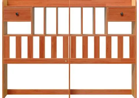 Tăblie de pat cu depozitare maro ceruit, 160 cm, lemn masiv pin - 3/5