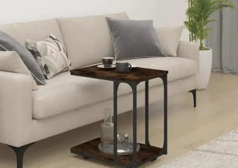 Masă laterală cu roți stejar fumuriu 50x35x55,5cm lemn compozit - 3/5