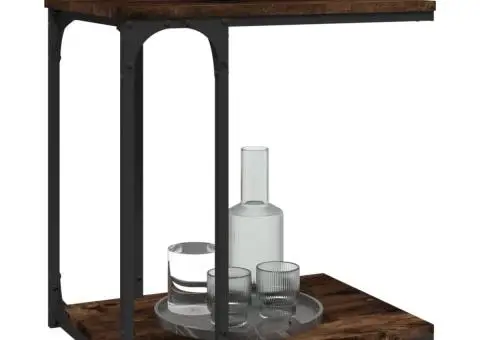 Masă laterală cu roți stejar fumuriu 50x35x55,5cm lemn compozit - 4/5