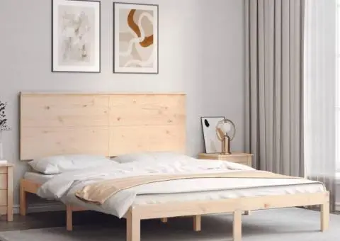Cadru de pat fără saltea, 160x200 cm, lemn masiv pin - 1/5