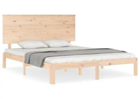 Cadru de pat fără saltea, 160x200 cm, lemn masiv pin - 2/5