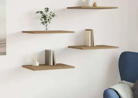 Plăci bibliotecă, 4 buc., stejar artizanal, 40x30x1,5 cm, lemn - 1/5