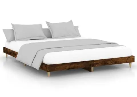 Cadru pat fără saltea Stejar afumat 200x200 cm Lemn prelucrat - 2/5