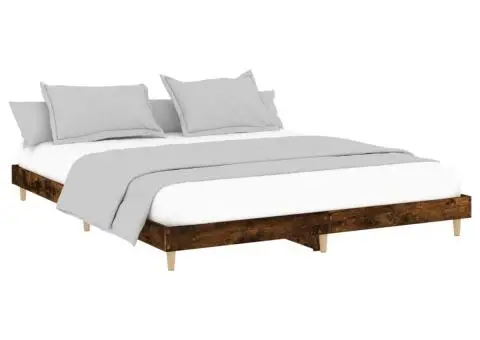 Cadru pat fără saltea Stejar afumat 200x200 cm Lemn prelucrat - 3/5