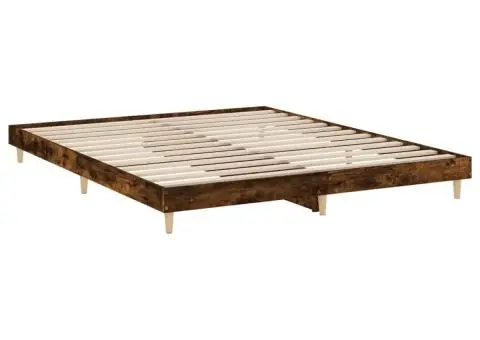Cadru pat fără saltea Stejar afumat 200x200 cm Lemn prelucrat - 5/5