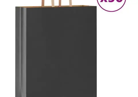 Pungi de hârtie 50 buc cu mânere negre 32x12x42 cm - 1/5